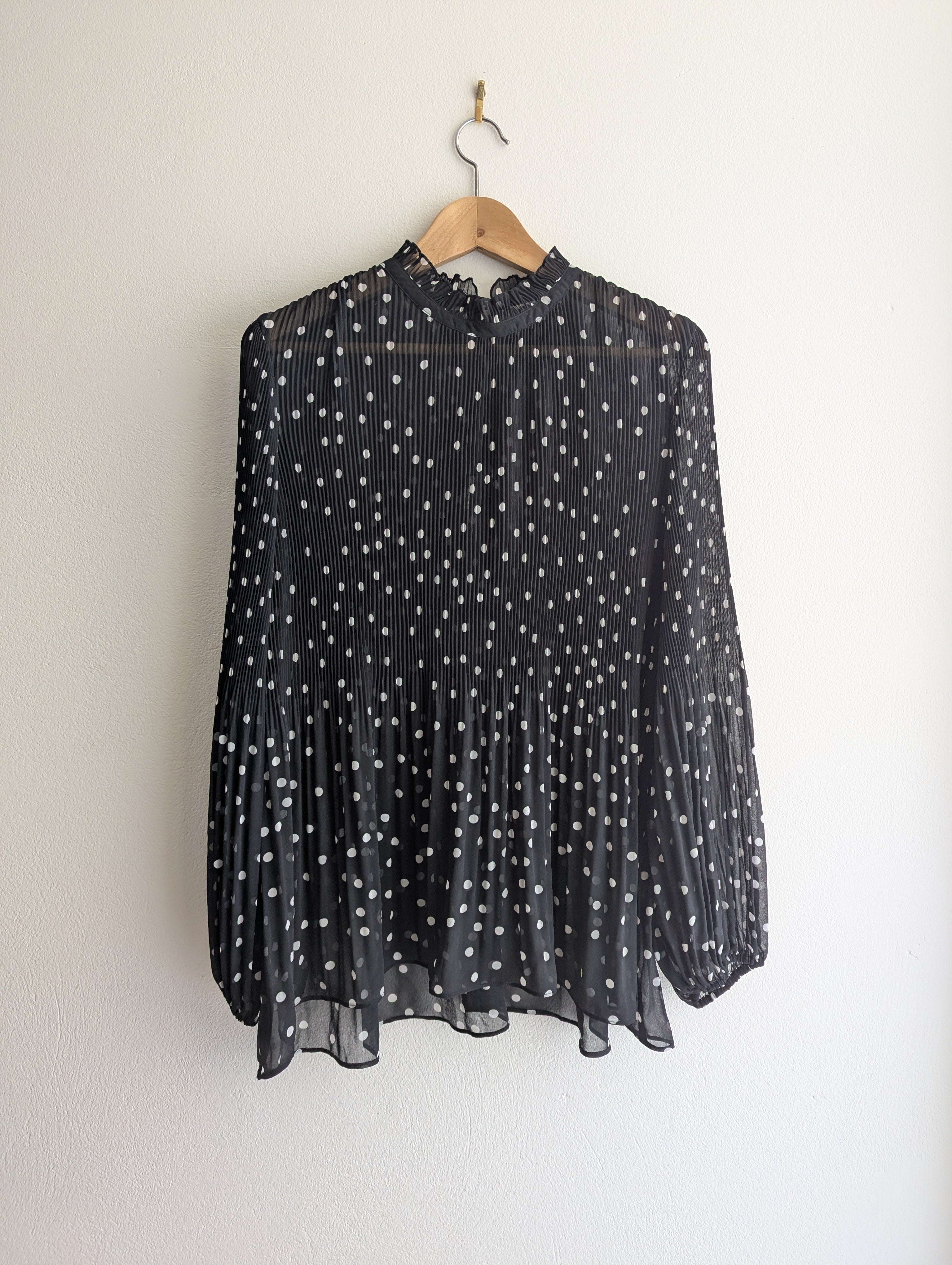 Witchery Pleated Polka Dot Blouse
