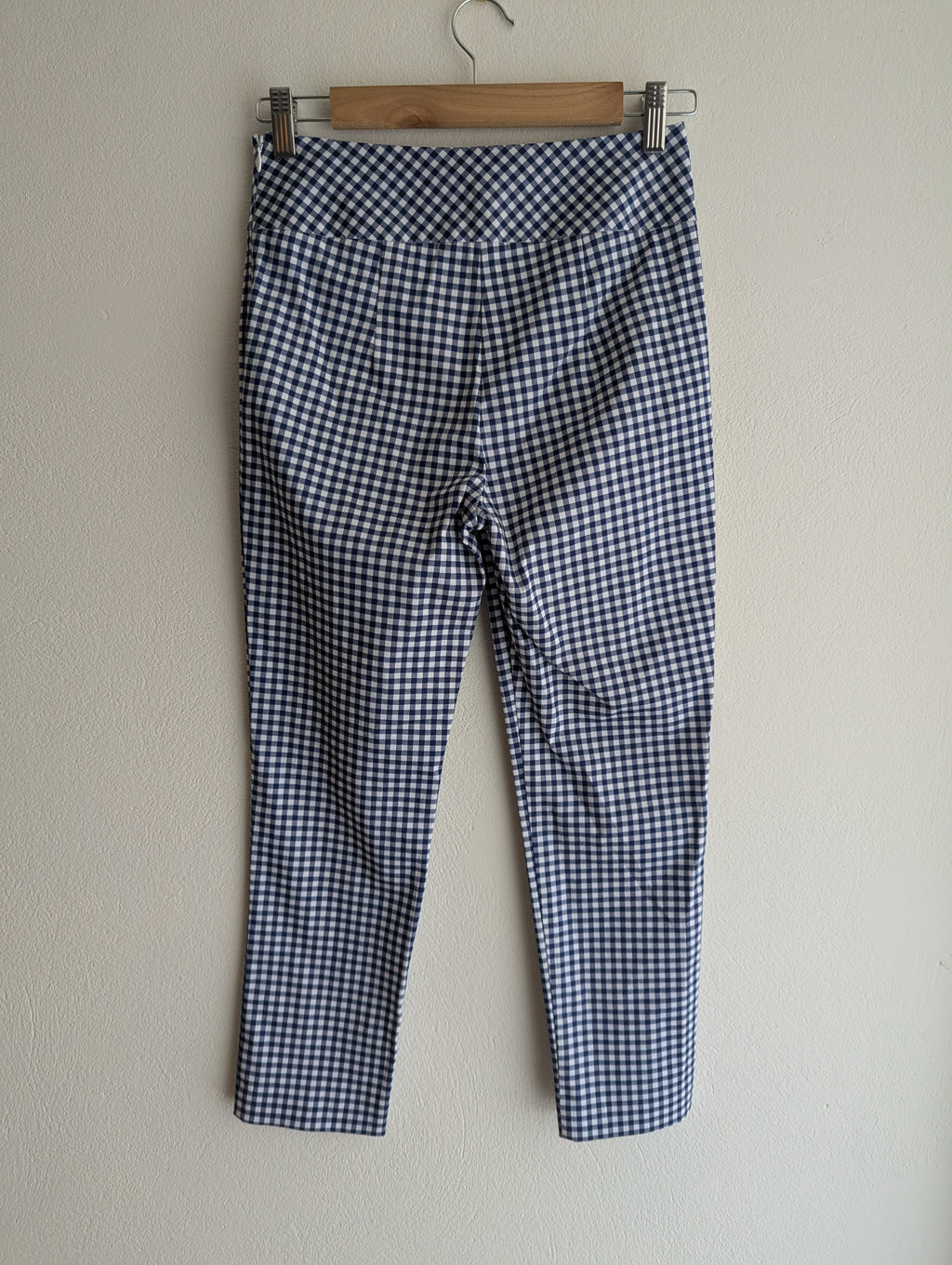 Review blue and white gingham cigarette pants
