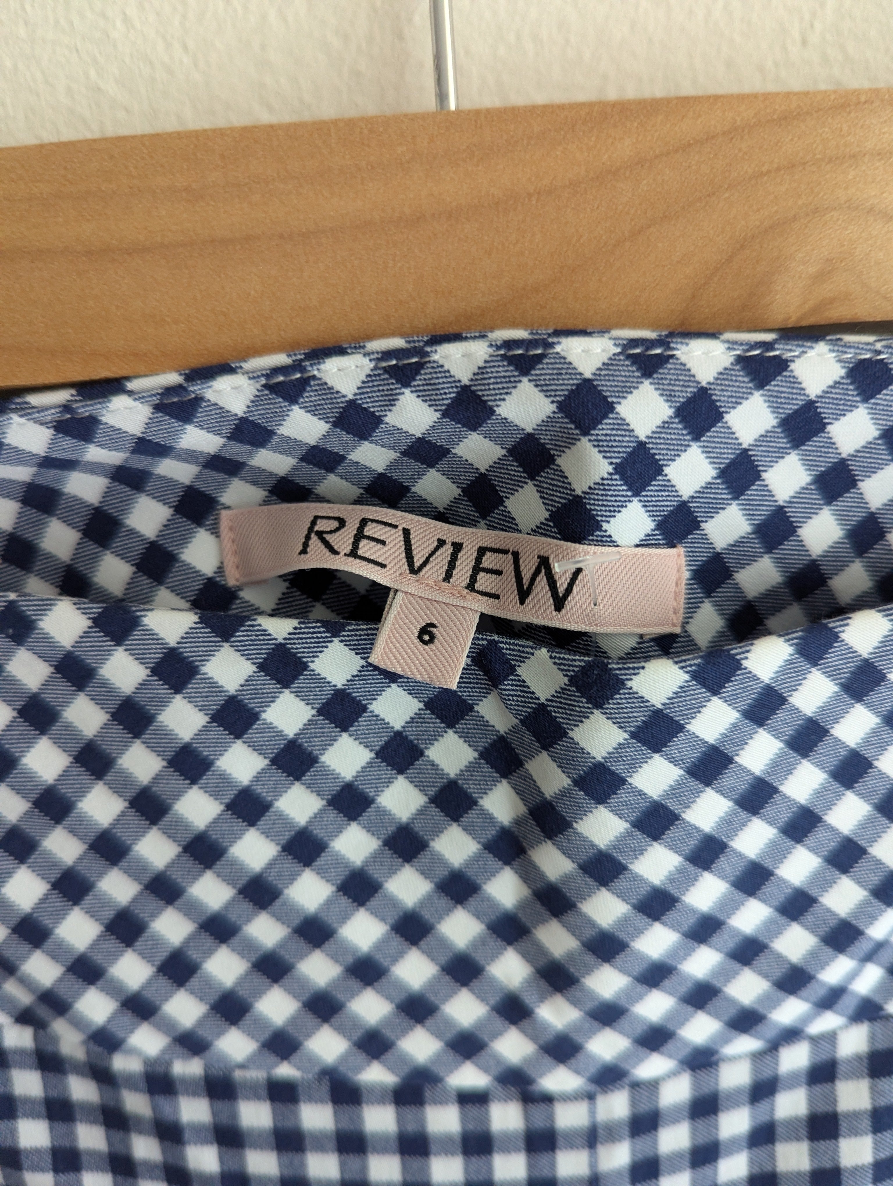 Review blue and white gingham cigarette pants