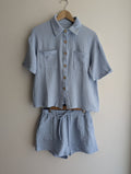 Baby Blue Cotton Gauze Shirt & Shorts co-ord set