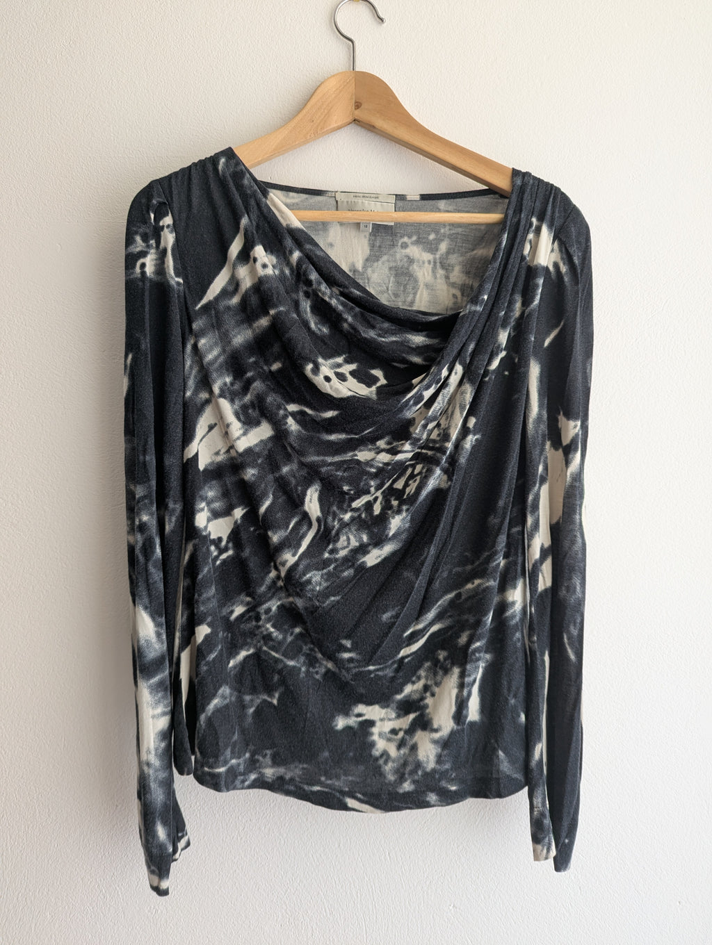 Veronika Maine Asymmetric Cowl Abstract Top