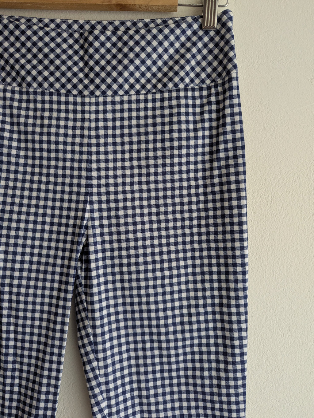 Review blue and white gingham cigarette pants