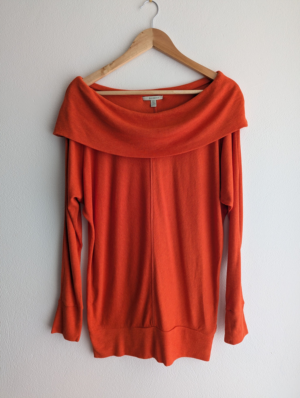 Bordeaux Bardot Long Sleeve Knit