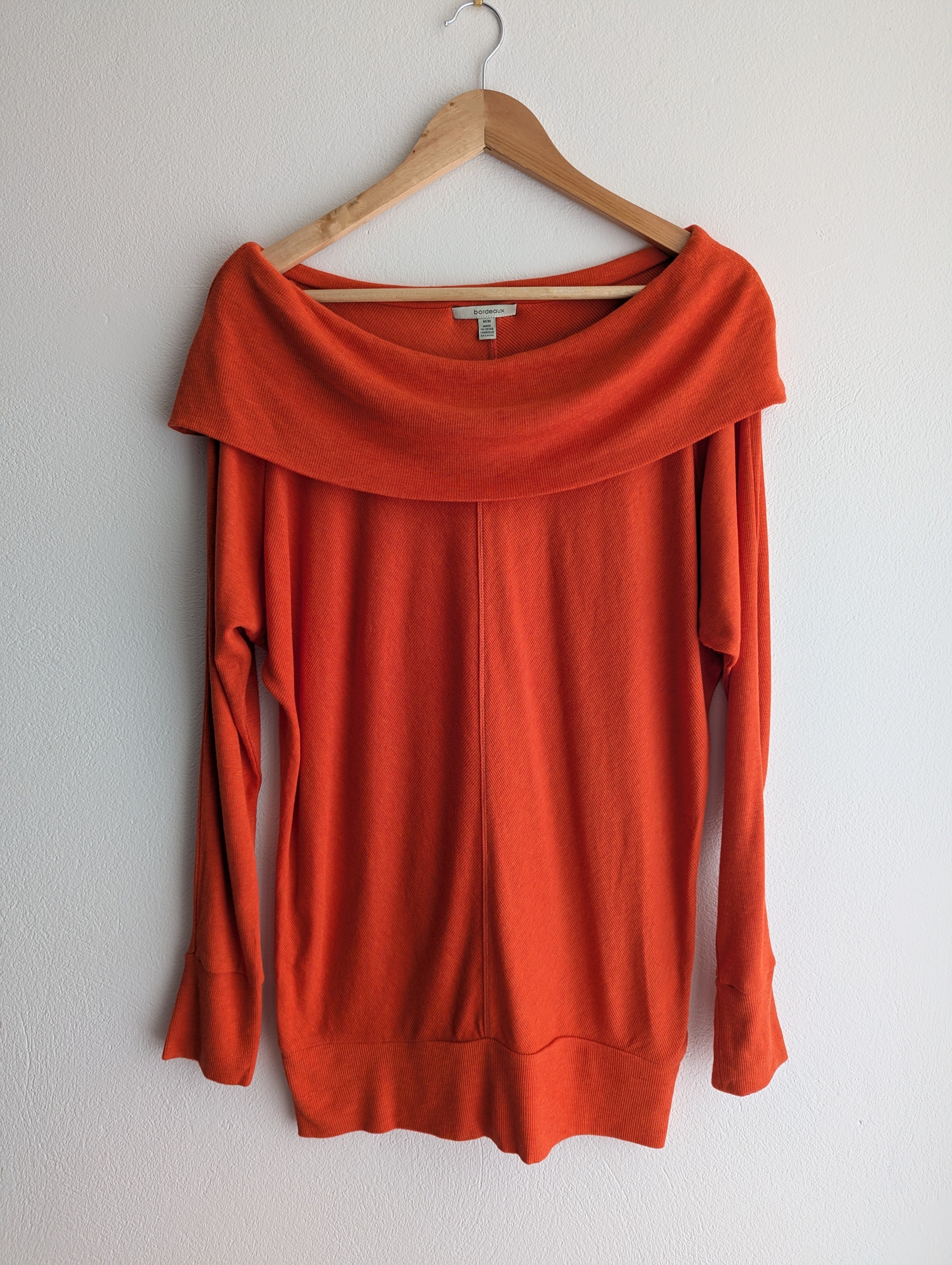 Bordeaux Bardot Long Sleeve Knit