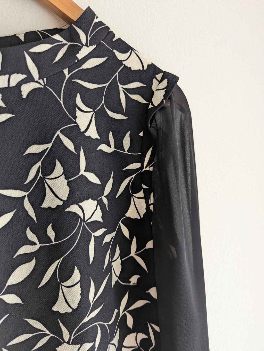 Veronika Maine Floral Sheer Sleeve Blouse