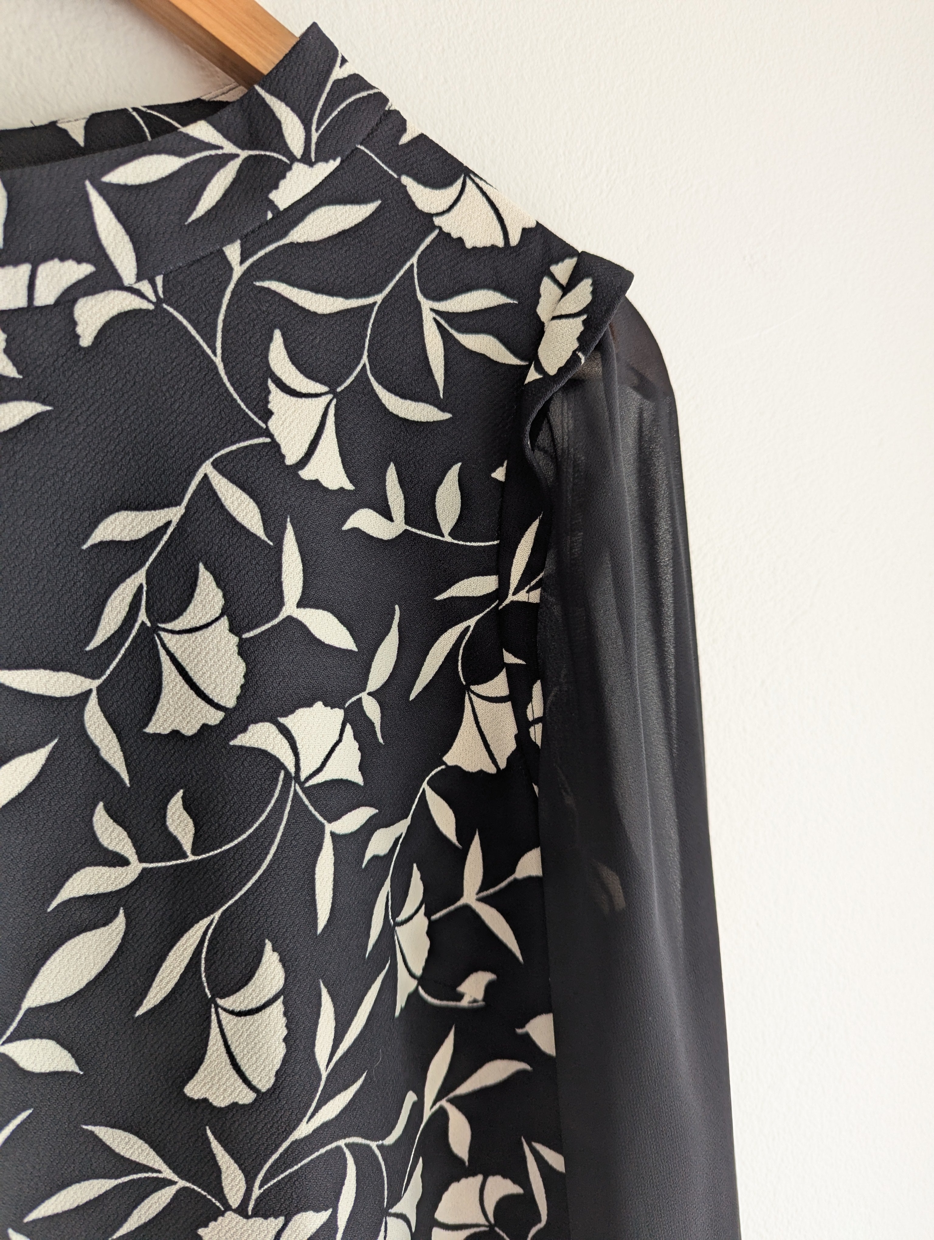 Veronika Maine Floral Sheer Sleeve Blouse