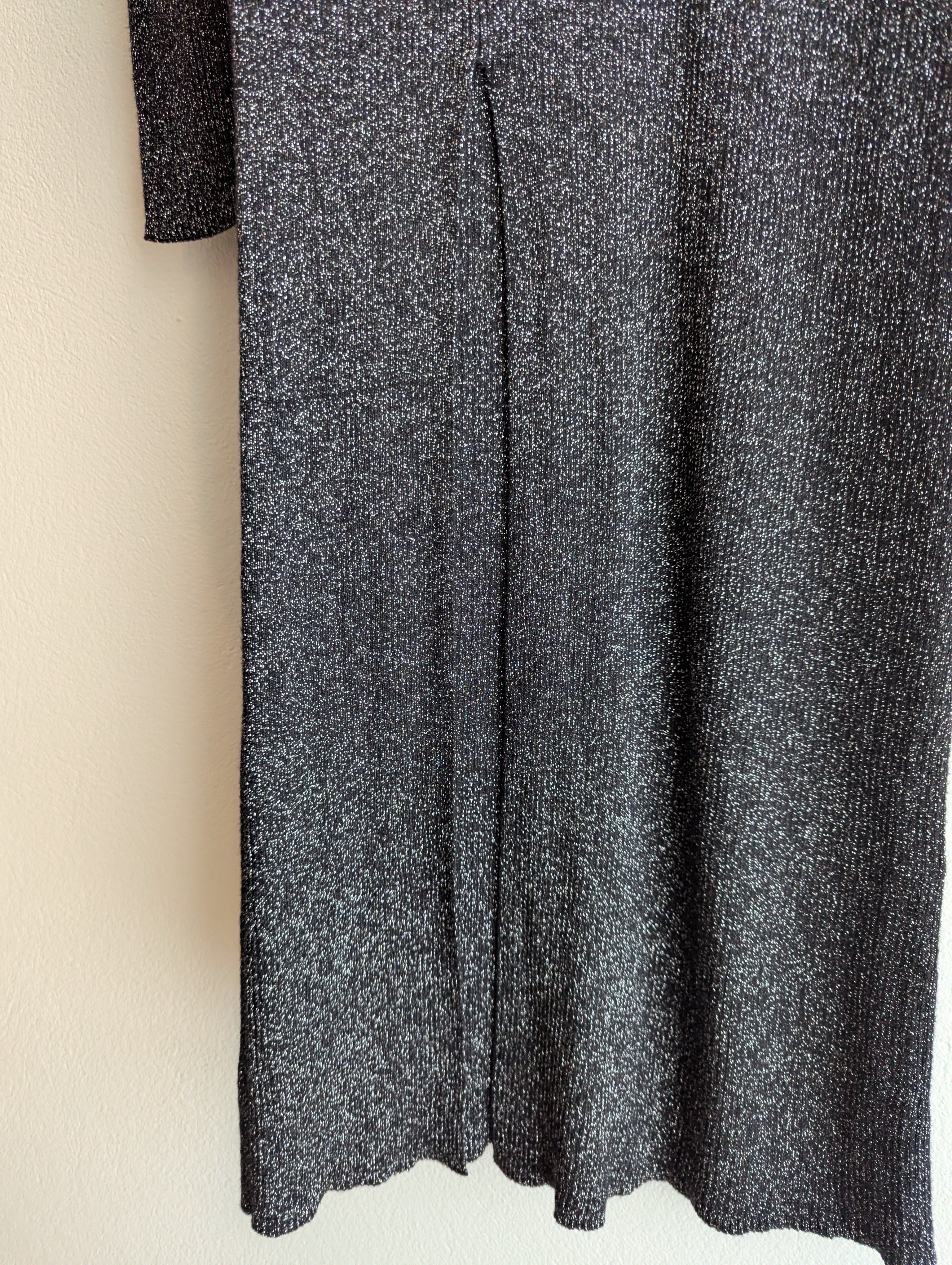 Table Eight Black and Silver Ribbed Bodycon Dress