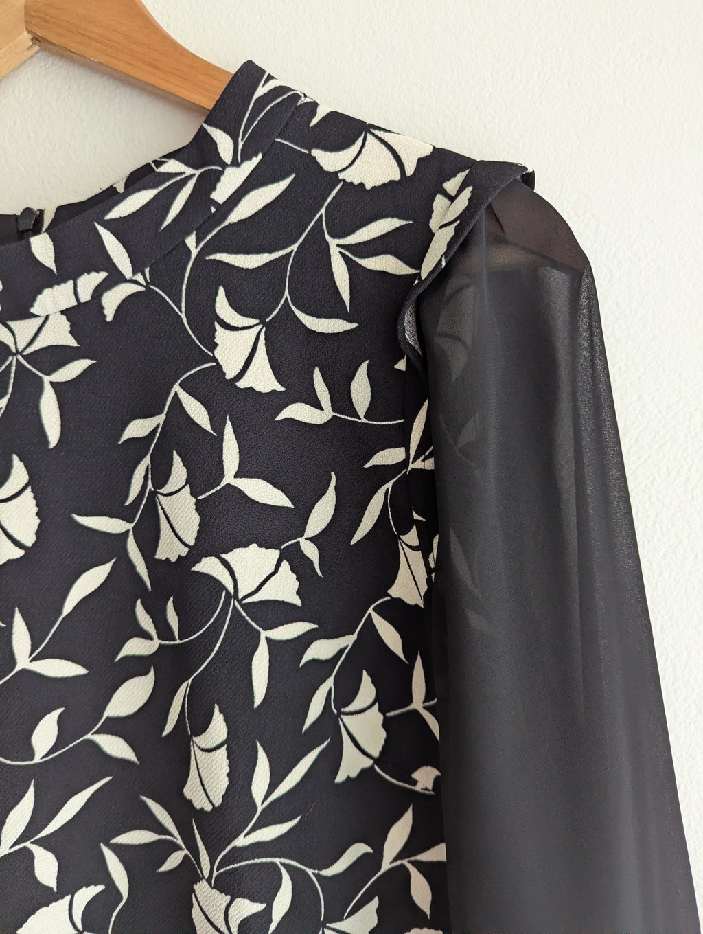 Veronika Maine Floral Sheer Sleeve Blouse