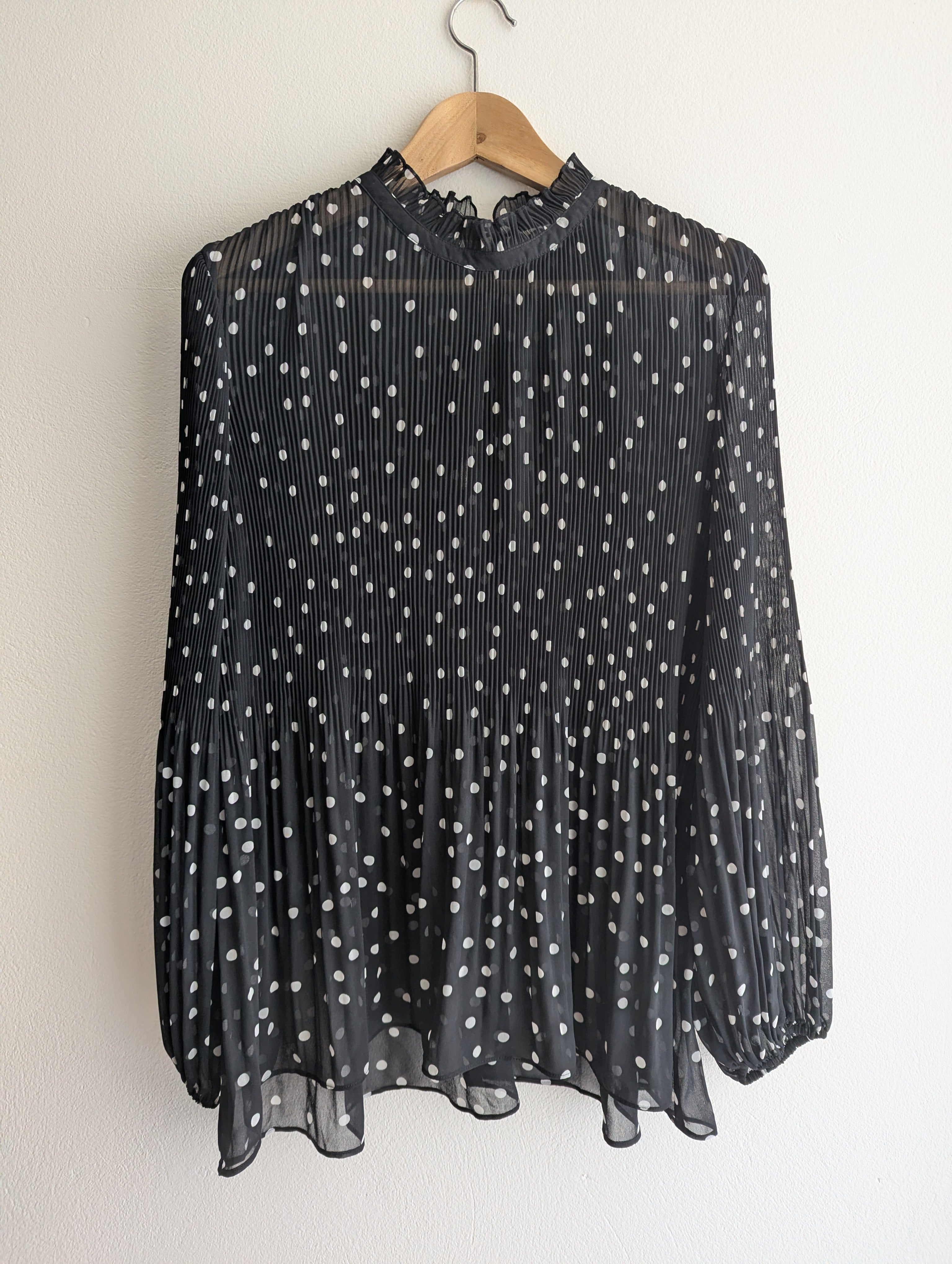Witchery Pleated Polka Dot Blouse