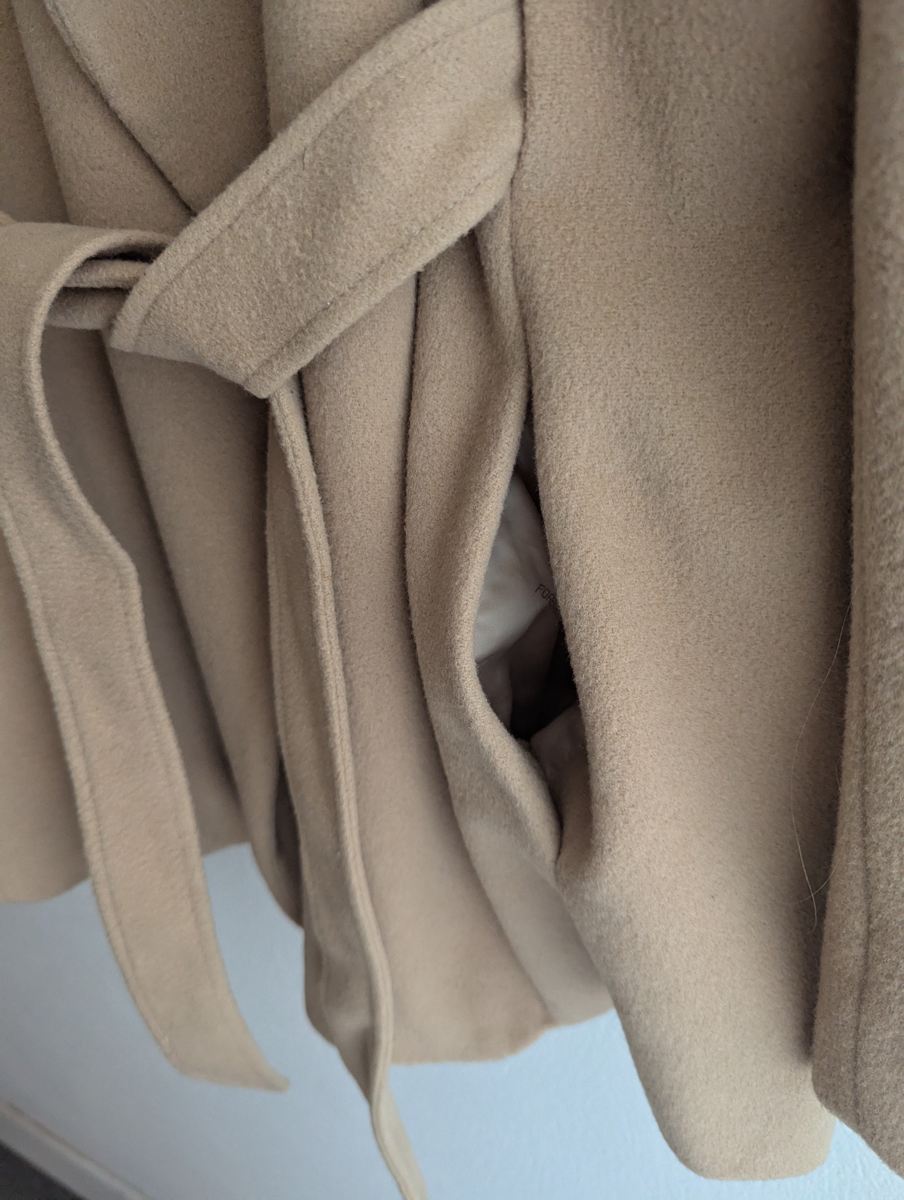 Forever New Camel Waterfall Wrap Coat