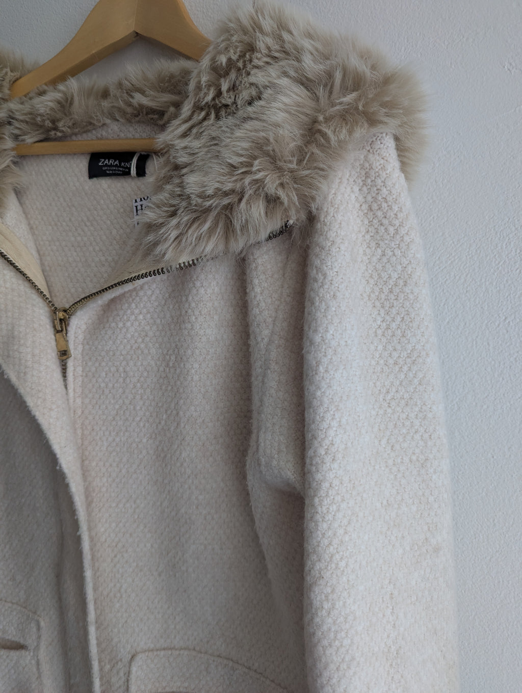 Zara Knit Cream Cardigan Coat