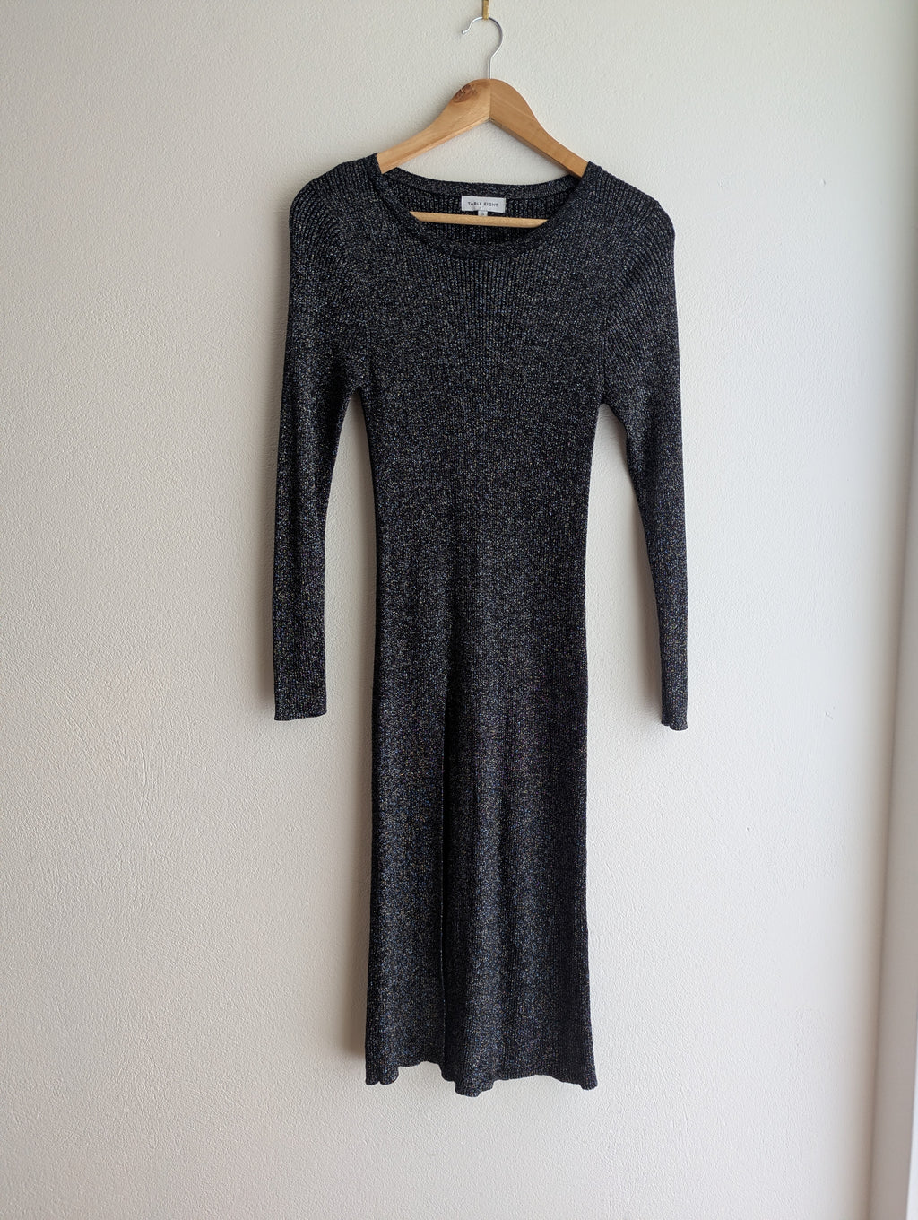 Table Eight Black and Silver Ribbed Bodycon Dress