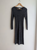 Table Eight Black and Silver Ribbed Bodycon Dress